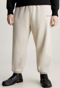CALVIN KLEIN JEANS – Pantaloni Tuta Uomo in Cotone Taglio Relaxed Beige