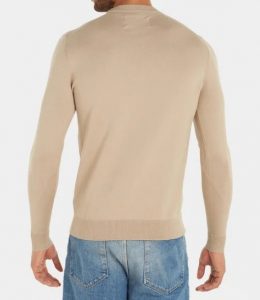 CALVIN KLEIN JEANS – Maglione Girocollo Uomo in Cotone Beige
