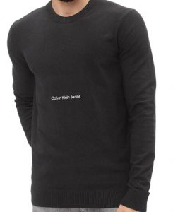 CALVIN KLEIN JEANS – Maglione Girocollo Uomo in Cotone Nero