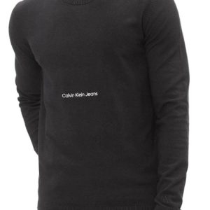 CALVIN KLEIN JEANS – Maglione Girocollo Uomo in Cotone Nero