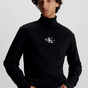 CALVIN KLEIN JEANS – T-Shirt Collo Alto Manica Lunga Slim Nero