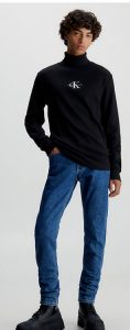 CALVIN KLEIN JEANS – T-Shirt Collo Alto Manica Lunga Slim Nero