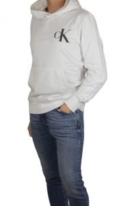 CALVIN KLEIN JEANS – Felpa Uomo con Cappuccio Bianco