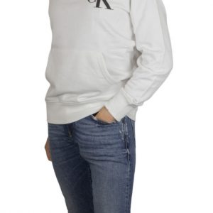 CALVIN KLEIN JEANS – Felpa Uomo con Cappuccio Bianco