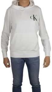 CALVIN KLEIN JEANS – Felpa Uomo con Cappuccio Bianco