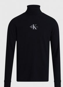 CALVIN KLEIN JEANS – T-Shirt Collo Alto Manica Lunga Slim Nero
