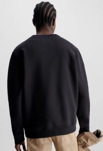 CALVIN KLEIN JEANS – Felpa in Pile di Misto Cotone e Logo Centrale Nero