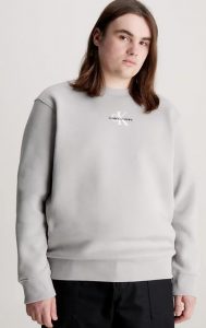 CALVIN KLEIN JEANS – Felpa in Pile di Misto Cotone e Logo Centrale Porpoise