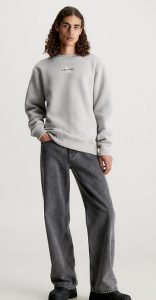 CALVIN KLEIN JEANS – Felpa in Pile di Misto Cotone e Logo Centrale Porpoise