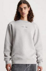 CALVIN KLEIN JEANS – Felpa in Pile di Misto Cotone e Logo Centrale Porpoise