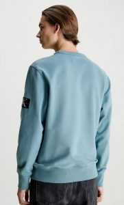CALVIN KLEIN JEANS – Felpa Uomo Cotone Badge Celeste Pastello