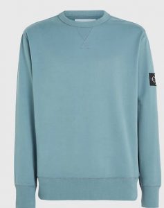 CALVIN KLEIN JEANS – Felpa Uomo Cotone Badge Celeste Pastello