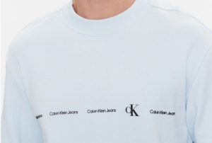 CALVIN KLEIN JEANS – Felpa Uomo Logo Repeat Celeste Pastello