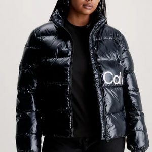 CALVIN KLEIN JEANS – Piumino Donna Aderente Con Finitura Super Lucente Nero