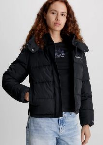 CALVIN KLEIN JEANS – Piumino Donna con Cappuccio in Poliestere Riciclato Nero