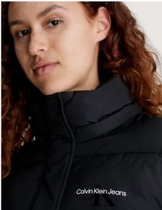 CALVIN KLEIN JEANS – Piumino Donna con Cappuccio in Poliestere Riciclato Nero