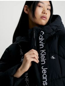 CALVIN KLEIN JEANS – Piumino Donna Corto con Fettuccia Logata Nero