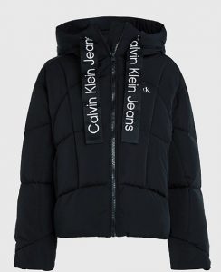 CALVIN KLEIN JEANS – Piumino Donna Corto con Fettuccia Logata Nero