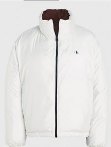 CALVIN KLEIN JEANS – Piumino Donna Imbottito Reversibile Stile Anni 90 Bianco/Marrone