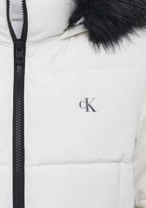 CALVIN KLEIN JEANS – Piumino Corto Donna con Cappuccio Attillato Bianco