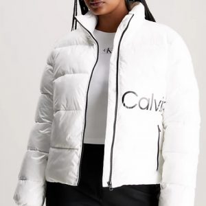 CALVIN KLEIN JEANS – Piumino Donna Aderente Con Finitura Super Lucente Bianco