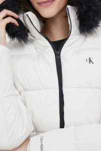 CALVIN KLEIN JEANS – Piumino Donna con Cappuccio Attillato Bianco