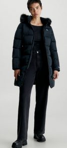 CALVIN KLEIN JEANS – Piumino Donna con Cappuccio Attillato Nero