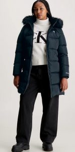CALVIN KLEIN JEANS – Piumino Donna con Cappuccio Attillato Nero