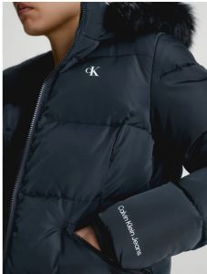 CALVIN KLEIN JEANS – Piumino Donna con Cappuccio Attillato Nero