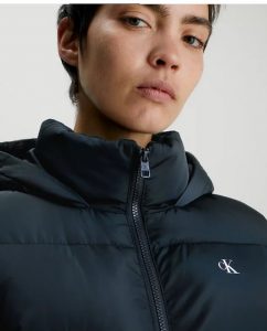 CALVIN KLEIN JEANS – Piumino Donna con Cappuccio Attillato Nero