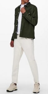 ONLY & SONS – Camicia Uomo Twill Overshirt Verde Scuro
