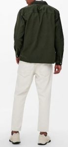 ONLY & SONS – Camicia Uomo Twill Overshirt Verde Scuro