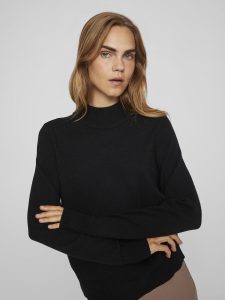 VILA – Pullover a Maglia Donna High Neck Nero