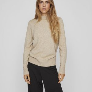 VILA – Pullover a Maglia Donna High Neck Beige