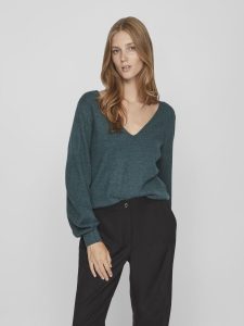 VILA – Top a Maglia Donna Reversible Verde Pino