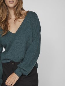 VILA – Top a Maglia Donna Reversible Verde Pino