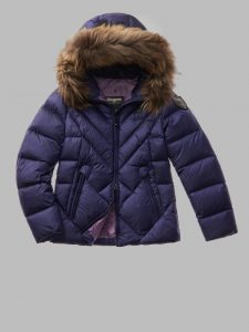 BLAUER – Piumino Donna con Bordo in Pelliccia Removibile Alicia Viola Bluastro int. Paisley Viola