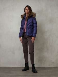BLAUER – Piumino Donna con Bordo in Pelliccia Removibile Alicia Viola Bluastro int. Paisley Viola