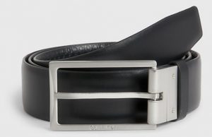 CALVIN KLEIN JEANS – Cintura da Uomo Double-Face in Pelle Black Smooth/Nano Mono