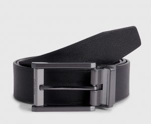 CALVIN KLEIN JEANS – Cintura da Uomo Double-Face in Pelle Nero