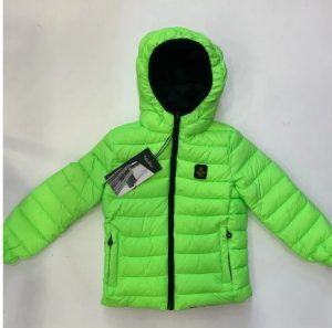 REFRIGIWEAR – Piumino Kids-Junior Reversible con Cappuccio e Tasca Nero/Verde Fluo