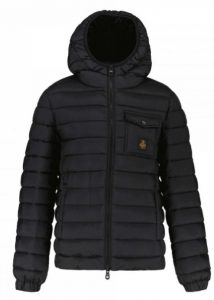 REFRIGIWEAR – Piumino Kids-Junior con Cappuccio e Tasca Nero
