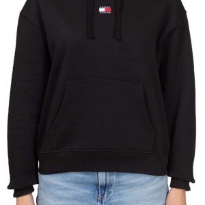 TOMMY HILFIGER – Felpa Donna Boxy con Cappuccio Nero