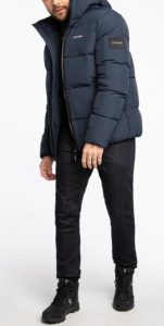 CALVIN KLEIN – Piumino Uomo con Cappuccio in Nylon Arricciato Blu