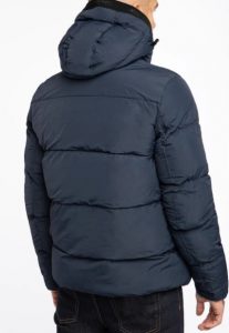 CALVIN KLEIN – Piumino Uomo con Cappuccio in Nylon Arricciato Blu