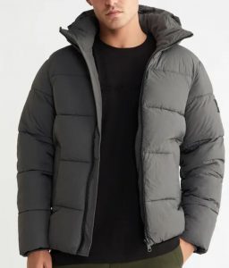 CALVIN KLEIN – Piumino Uomo con Cappuccio in Nylon Riciclato Grigio