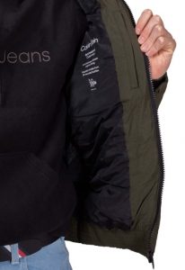 CALVIN KLEIN – Piumino Uomo con Cappuccio in Nylon Riciclato Oliva Scura