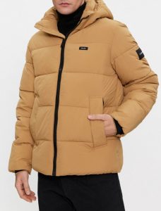 CALVIN KLEIN – Piumino Uomo con Cappuccio in Nylon Riciclato Cachi