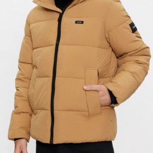 CALVIN KLEIN – Piumino Uomo con Cappuccio in Nylon Riciclato Cachi