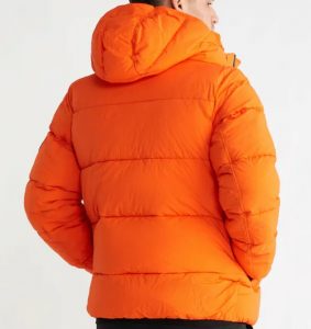 CALVIN KLEIN – Piumino Uomo con Cappuccio in Nylon Riciclato Arancio